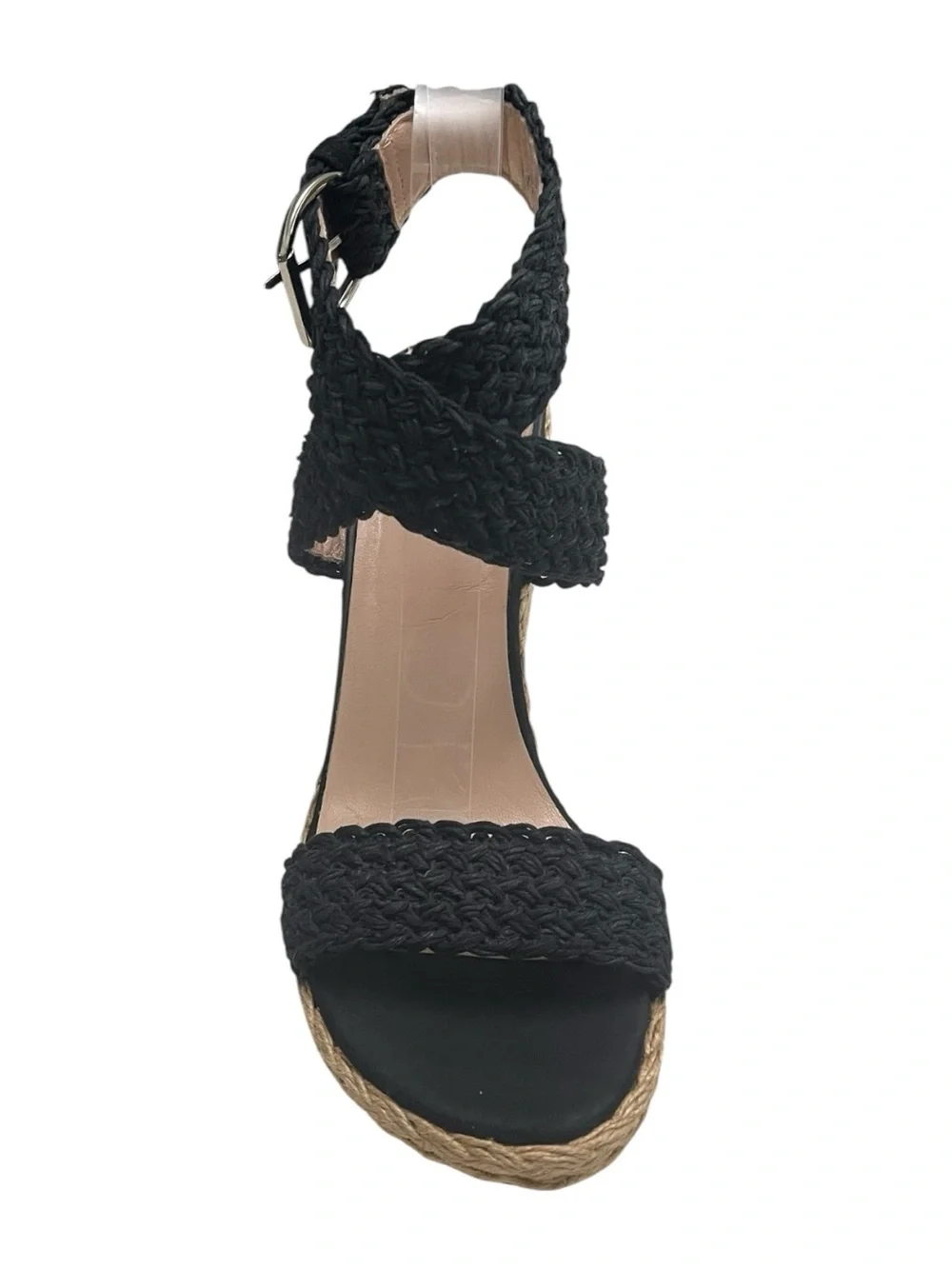 Stuart Weitzman Aspire Black Braided Espadrille Wedge Sandals 9.5M